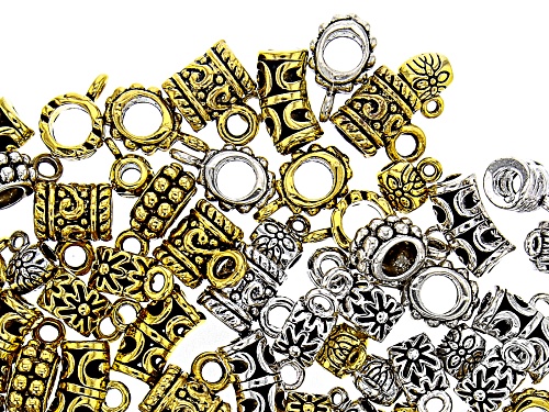 Indonesian Inspired Bail Kit in 5 Styles in Antiqued Silver and Gold Tones Appx 220 Pieces Total