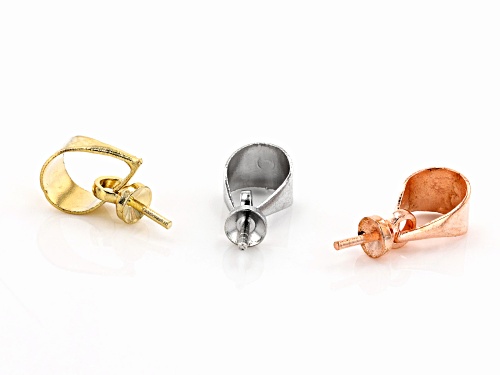 Bail with End Cap and Peg Set of 24 in Silver Tone, Gold Tone, and Rose Gold Tone