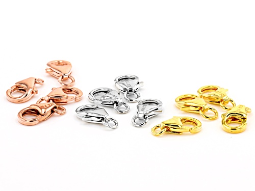 18K Gold Over, 18K Rose Gold, and Rhodium Over Sterling Silver Lobster Style Clasps Set of 12