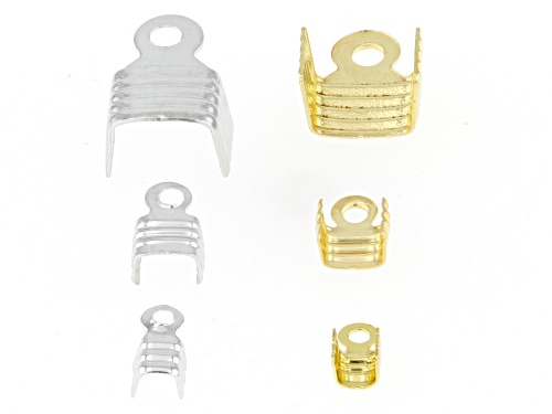 Crimp Ends in 3 Sizes in Silver Tone and Gold Tone appx 1200 Pieces Total