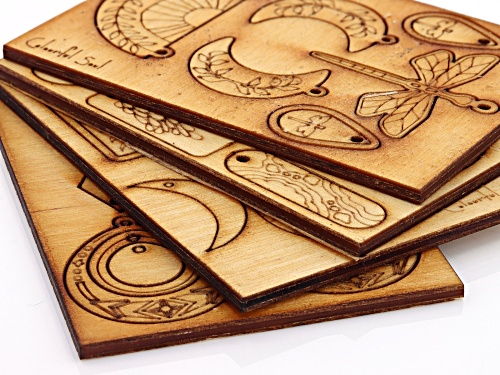 Vintaj Wandering Pathways Wooden Jewelry Pop-Outs Appx 37 Pieces Total Set of 4