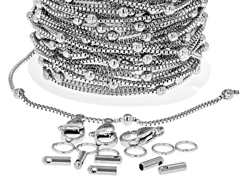Unfinished Stainless Steel Bead Station Box Chain appx 5m and Findings