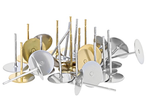 18k Gold over Stainless Steel and Stainless Steel Disk Post Earrings and Bullet Earring Backs