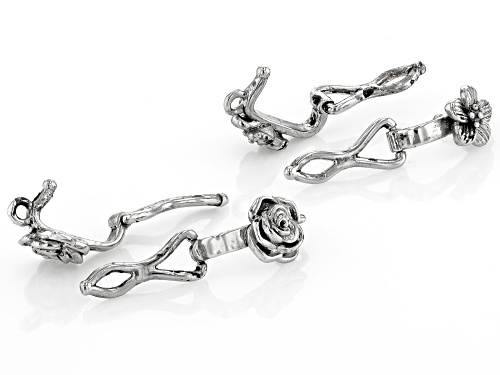 Silver Tone Flower and Rose 12mm Bail Enhancer Set of 10