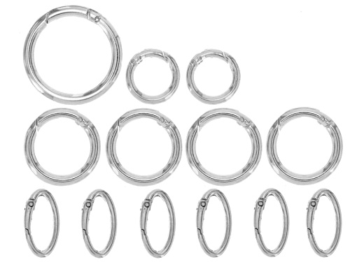 Spring Ring Clasp Set Of 3 Round Sizes And One Oval Style In Gold Tone & Silver Tone 26 Pieces Total
