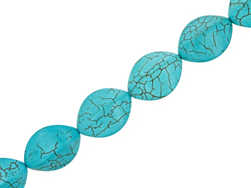 Turquoise Simulant Leaf Shape & 4 Sided Oval Bead Strand Set of 2