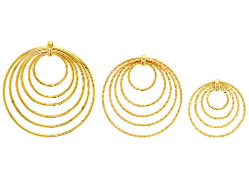 Gold Tone 24mm, 35m, & 40mm Staggered Round Ring Focal Pendant Set of 24
