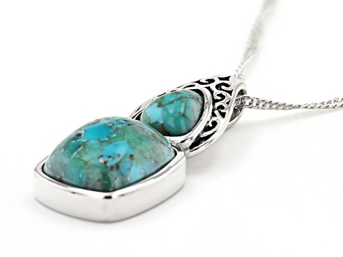 Multi-Size Turquoise Rhodium Over Sterling Silver Pendant With Chain