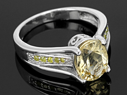 1.92ct Oval Brazilian Yellow Beryl With .08ctw Round Yellow Diamond Accents Sterling Silver Ring - Size 11