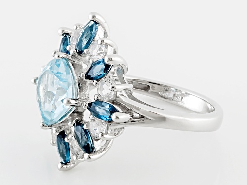 2.78ct Glacier Topaz™, 1.36ctw London Blue Topaz And 1.20ctw White Topaz Sterling Silver Ring - Size 11