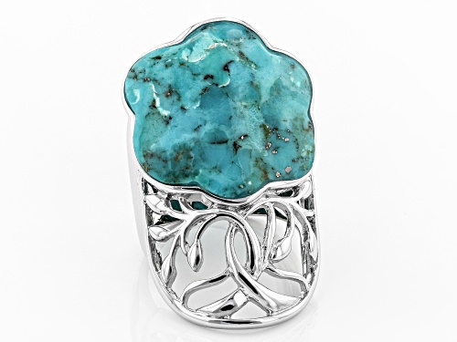 Free-Form Turquoise Rhodium Over Sterling Silver Ring - Size 7