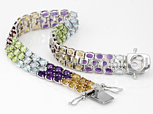 18.13ctw Multi Stone Rhodium Over Sterling Silver Bracelet - Size 8.25