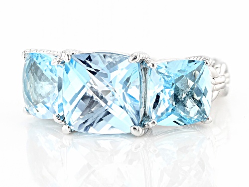 Judith Ripka Sky Blue Topaz Rhodium Over Sterling Silver Amelia Three Stone Ring - Size 10