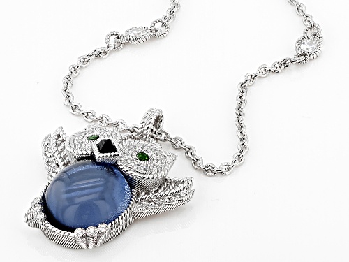 Judith Ripka Lab Blue Quartz, Chrome, Onyx, Hematine, & Bella Luce® Rhodium Over Silver Necklace - Size 18