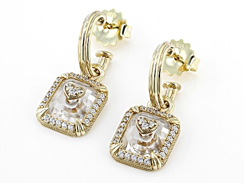 Judith Ripka Rock Crystal Quartz with Pave Bella Luce® Diamond Simulant 14k Gold Clad Amour Earrings