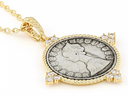 Judith Ripka 1.00ctw Bella Luce® 14k Gold Clad Verona Genuine Italian 500-Lira Silver Coin Enhancer