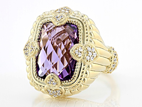 Judith Ripka 5.38ctw Amethyst and Bella Luce® Diamond Simulant 14k Gold Clad Amour Ring - Size 10