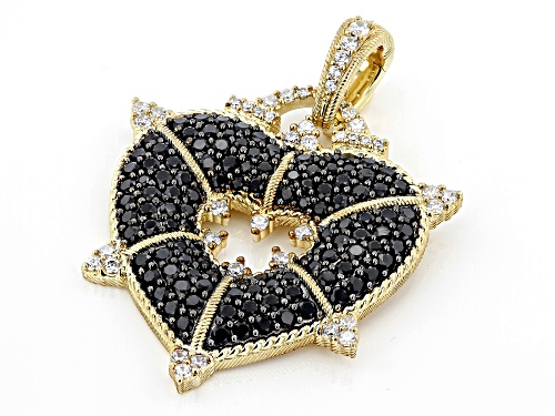 Judith Ripka 4.91ctw Black Spinel & Bella Luce®  14k Gold Clad More Is More Heart Enhancer