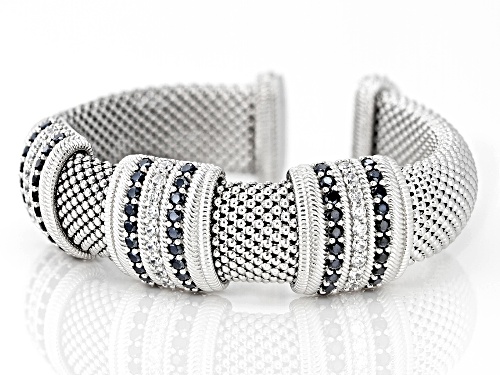 Judith Ripka  4.23ctw Black Spinel & Bella Luce® Rhodium Over Sterling Silver Verona Cuff Bracelet - Size 7.5