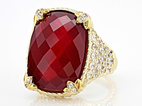 Judith Ripka Lab Created Ruby Doublet with 3.00ctw Bella Luce® 14k Gold Clad Monaco Ring - Size 10