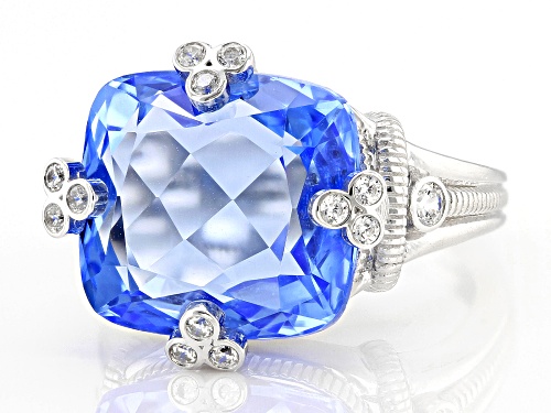 Judith Ripka 11.73ctw Lab Blue Quartz & Bella Luce® Rhodium Over Sterling Silver Olivia Ring - Size 9