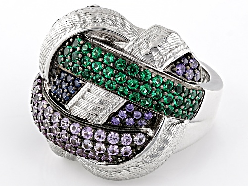 Judith Ripka 1.99ctw Multi-Gemstone Rhodium Over Sterling Silver Verona Challah Rainbow Ring - Size 7