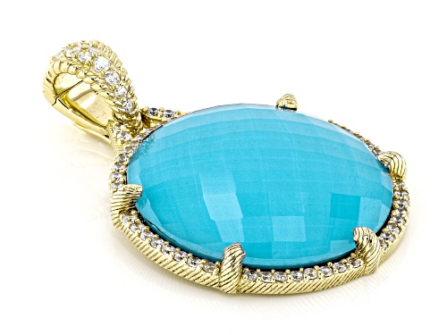 Judith Ripka 28mm Turquoise Simulant Doublet With 1.70ctw Bella Luce® 14k Gold Clad Eclipse Enhancer