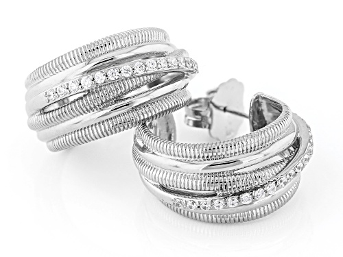 Judith Ripka 1.00ctw Bella Luce® Rhodium Over Sterling Silver Jubilee Highway Hoop Earrings