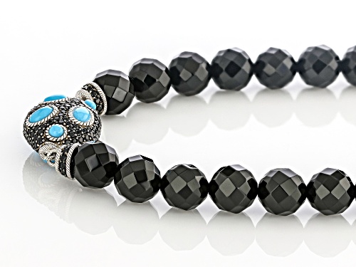 Judith Ripka Imitation Turquoise With Onyx, Spinel & Bella Luce® Rhodium Over Silver Aurora Necklace - Size 18