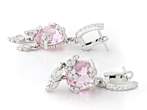 Judith Ripka 25.75ctw Pink & 2.29ctw White Bella Luce® Rhodium Over Sterling Silver Olivia Earrings