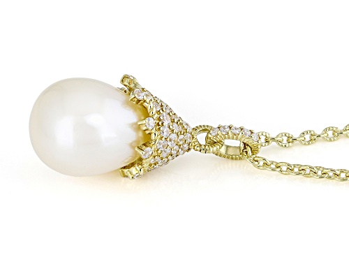 Judith Ripka Cultured Freshwater Pearl With 0.95ctw Bella Luce® 14k Gold Clad Colette Necklace