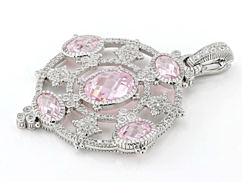 Judith Ripka 19.02ctw Pink & 2.09ctw White Bella Luce® Rhodium Over Silver Garland Enhancer