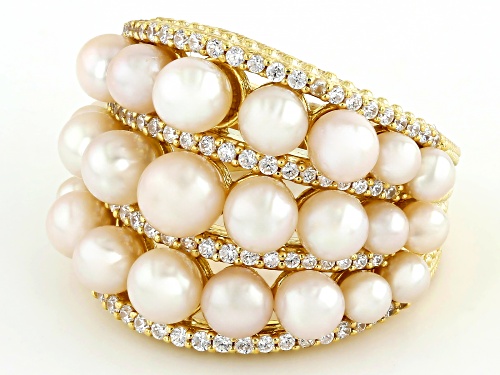 Judith Ripka Cultured Freshwater Pearl With 0.79ctw Bella Luce® 14k Gold Clad Colette Ring - Size 10