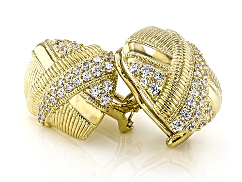 Judith Ripka Pave 1.64ctw Bella Luce® Diamond Simulant 14k Gold Clad Jubilee Shield Earrings