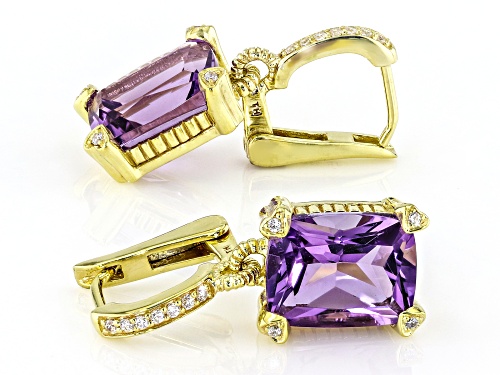 Judith Ripka 4.85ctw Amethyst With 0.15ctw Bella Luce® 14k Gold Clad Lola Dangle Earrings