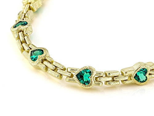 Judith Ripka 4.95ctw Heart Shape Emerald Simulant 14k Gold Clad Romance Bracelet - Size 8
