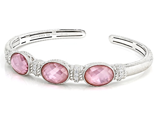 Judith Ripka Mother-of-Pearl Doublet 0.50ctw Bella Luce® Rhodium Over Silver Loopty Loo Bracelet - Size 6.75