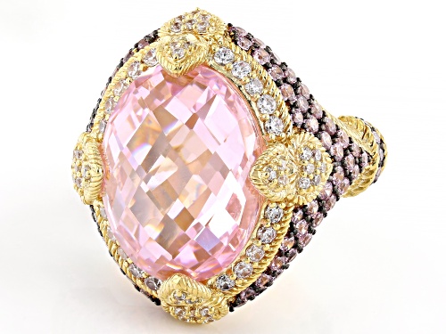 Judith Ripka 20.55ctw Pink & 0.76ctw White Bella Luce® 14k Gold Clad Amour Ring - Size 9