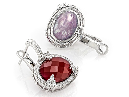 Judith Ripka 8.46ctw Lab Ruby Doublet & 1.63ctw Bella Luce® Rhodium Over Silver Monaco Earrings