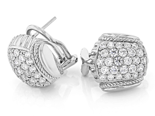 Judith Ripka 2.10ctw Bella Luce® Rhodium Over Sterling Silver Haute Pave Shield Earrings