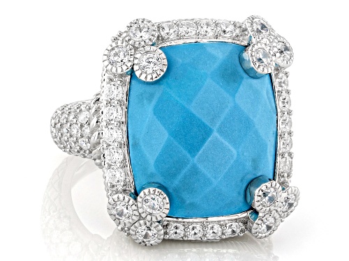 Judith Ripka Turquoise Simulant With 2.40ctw Bella Luce® Rhodium Over Sterling Silver Monaco Ring - Size 9
