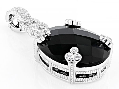 Judith Ripka 23x19mm Black Onyx With 0.60ctw Bella Luce® Rhodium Over Silver Olivia Enhancer