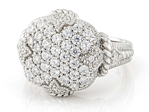 Judith Ripka 2.47ctw Bella Luce® Diamond Simulant Rhodium Over Sterling Silver Fleur Epoch Ring - Size 10