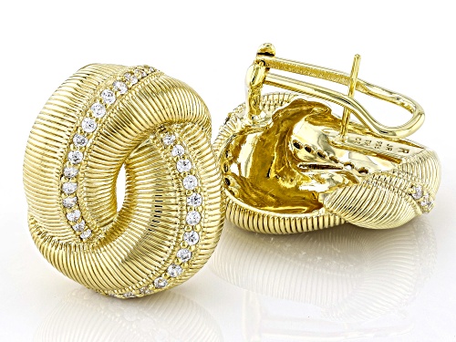 Judith Ripka 1.45ctw Round White Bella Luce® 14k Gold Clad Town & Country Twist Earrings
