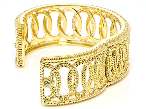 Judith Ripka 0.96ctw Bella Luce® Diamond Simulant 14k Gold Clad Town & Country Linked Cuff Bracelet - Size 7.25