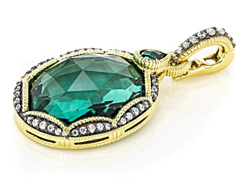 Judith Ripka 13.02ctw Lab Created Green Quartz & Bella Luce® 14k Gold Clad Marrakesh Enhancer