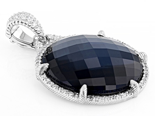 Judith Ripka Lab Blue Quartz Hematine Doublet With Bella Luce® Rhodium Over Silver Eclipse Enhancer