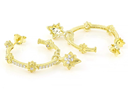 Judith Ripka 1.46ctw Bella Luce® 14k Gold Clad Starlight Hoop With Dangling Star Earrings