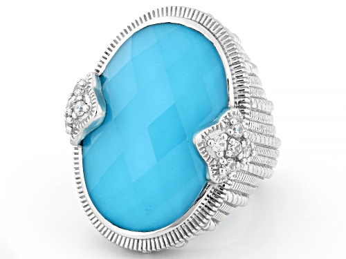 Judith Ripka Turquoise Simulant Doublet Rhodium Over Sterling Silver Ring - Size 9