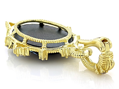 Judith Ripka Lab Blue Quartz Hematine Doublet, 0.33ctw Bella Luce® 14k Gold Clad Starlight Enhancer